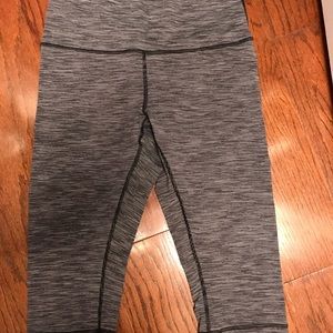 Lululemon crop leggings black stripe